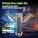 Wurkkos HD02 Flat LED Flashlight, Magnetic Deformation, 3200 Lumens, 5000 mAh Rechargeable, 3000K-6500K, Four-Light Sources, Folding Wing Lighting/Spotlight/UV Light/Green Light/MagneticTail,IPX6