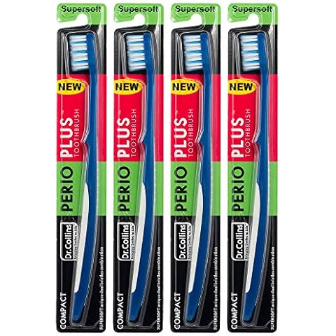 Dr. Collins Perio Plus Compact Toothbrush, (Colors Vary) (Pack of 4) Cover