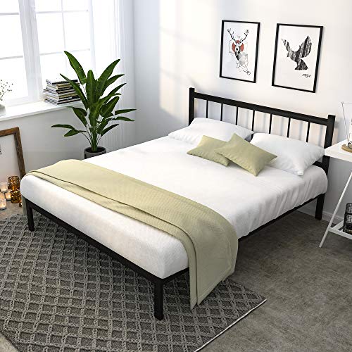 Yitahome Metal Bed Frame With Headboard/11 Inch Platform/Wood Slat Support/Mattress Foundation/No Box Spring Needed (Queen) #TOP6
