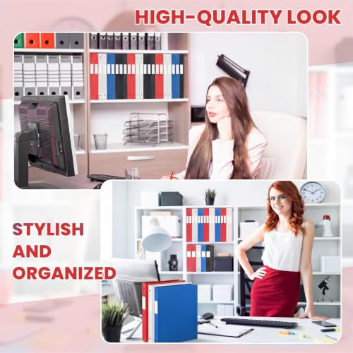 Henoyso 24 Pack 0.5 Inch Plastic 3 Ring Binder Round Ring, Bulk 1/2 Inch Flexible Binders Hold 140 Sheets Letter Size with Pocket, Document Organizer for Back to School Classroom Office (Office Color) - Image 6