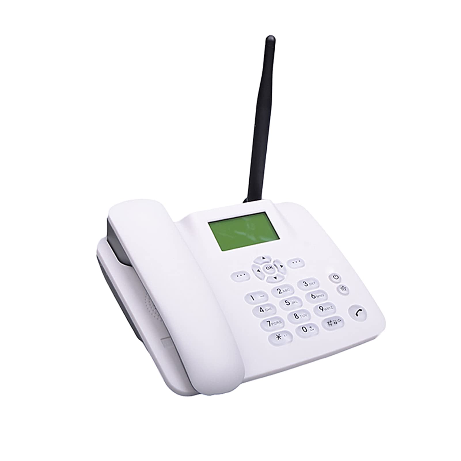 Téléphone Fixe sans Fil 4G Support de Bureau GSM 850/900/1800/1900MHz Carte SIM Antenne Radio-Réveil Fonction SMS pour Maison Centre d'appels
