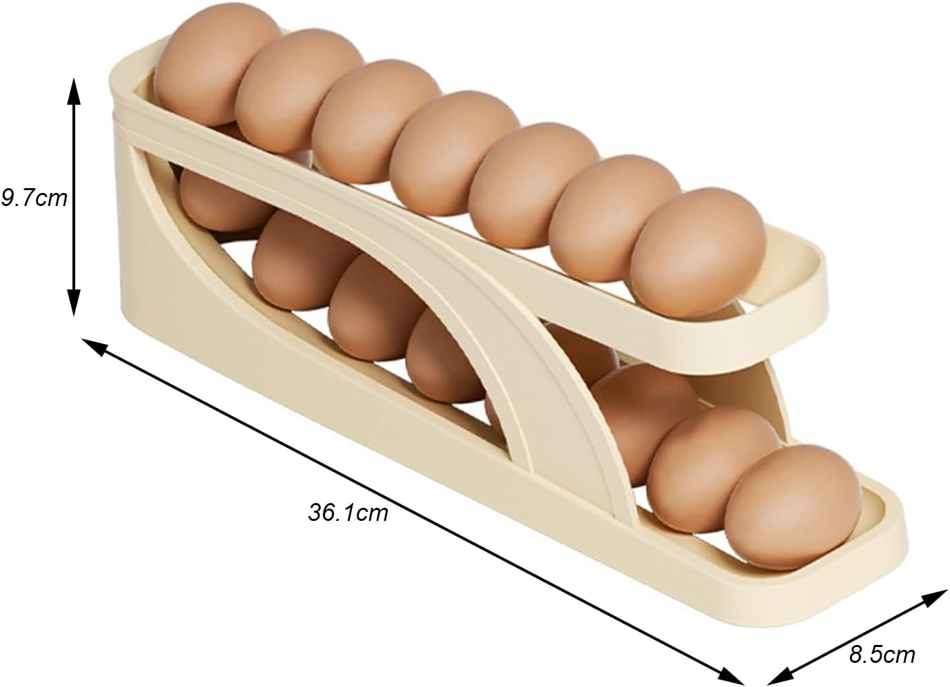 Egg Holder for Fridge 1 Set Egg Holder 2-Tier Rolling Egg Storage Container Space-Saving Egg Rack for Home Kitchen Refrigerator ()