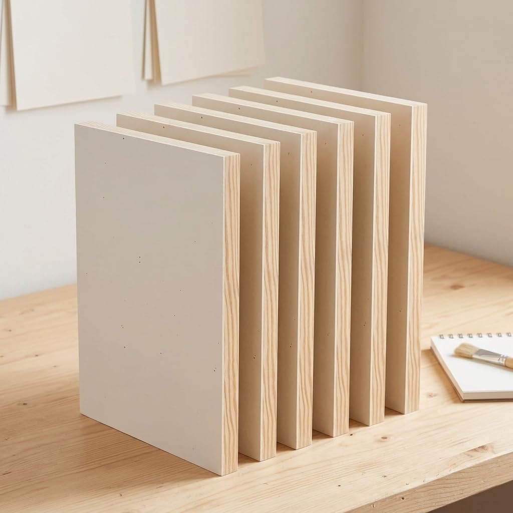 6 Pack Wood Canvas for Crafts, 9x12 Framed Panel Boards for