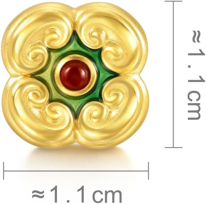 CHOW SANG SANG 999 24K Gold Charme Mini Charm Four-Shaped Cloud with Red Agate Bead Bracelet for Women 93871C