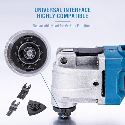 KATSU FIT-BAT 21V Akku-Multifunktionswerkzeug Brushless bürstenloser Motor mit 6 Geschwindigkeiten, Schnellwechselsystem, zum Schleifen, Schaben, ohne Batterie oder Ladegerät