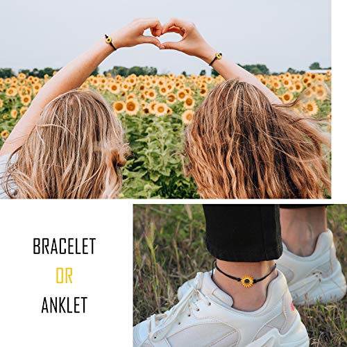 Me&Hz Pinky Promise Sunflower Bracelet Matching Distance Mother Daughter Best Friend Charm Bracelets Set Friendship Mother's Day Gift For Women Girls #TOP3
