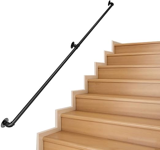 Amazon Co Jp 手すり 水パイプ手すり 産業風アイアン階段手すり 階段のためのウォールサポート工業ブラックアイアンロフトパイプ手すり ブラック Size 160cm Diy 工具 ガーデン