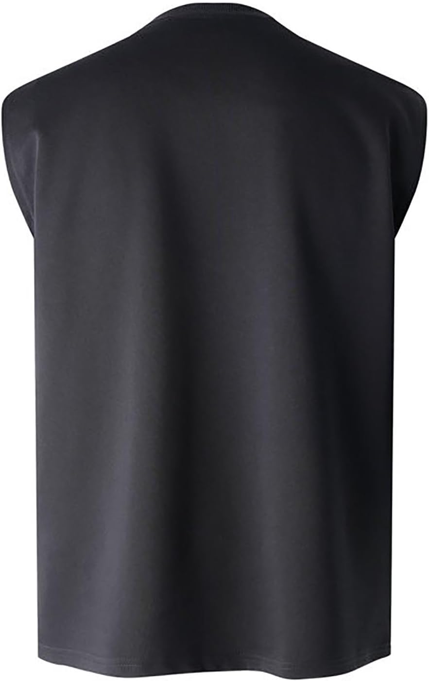 Mens Mock Sleeveless T Shirt Sleeveless Sweat Pullover Thick Tank Tops Solid Undershirt Slim Fitted Fashion Tops