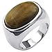 KONOV Mens Stainless Steel Ring, Classic Tiger Eye Band, Size 10