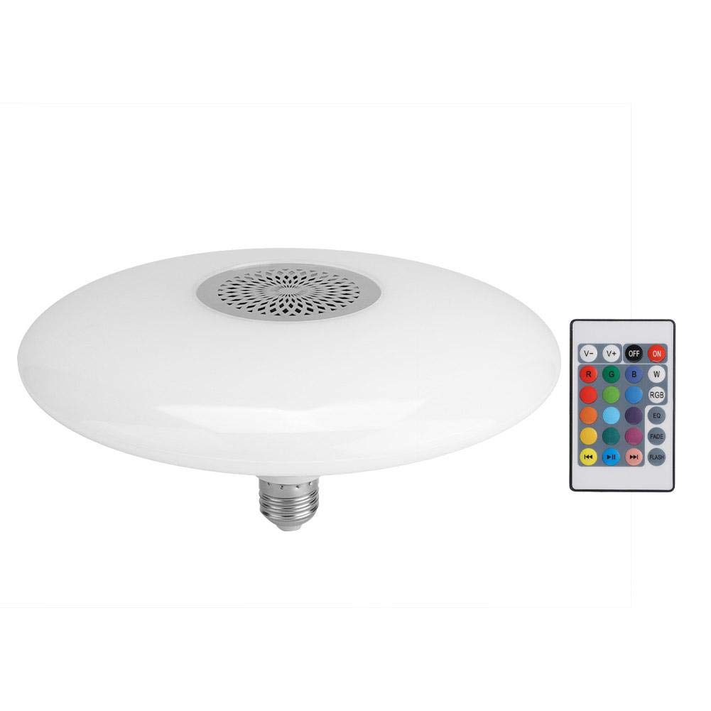 Ichiias Lámpara LED 30W E27 RGBW Bombilla Control remoto Altavoz Bluetooth Reproductor de música AC85-260V
