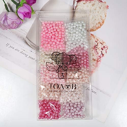 TOAOB 1000pcs Glass Pearls 10 Colors Round Tiny Loose Imitation Pearl Beads 4mm for Jewelry Making Craft Decoration Pink Series