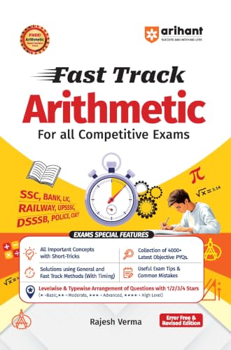 Image of Arihant Fast Track Arithmetic | 4000+ MCQs & PYQs with Short Tricks, Fast Calculations & Level-Wise Practice | Useful for SSC, Banking, Railway, ... & CUET | Completely Revised Edition 2027