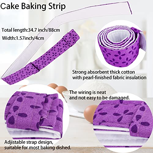4-Piece Bake Even Strips, Super Absorbent Thick Cake Pan Dampen Strips, Keeps Cakes More Level and Prevents Crowning With Cleaner Edges