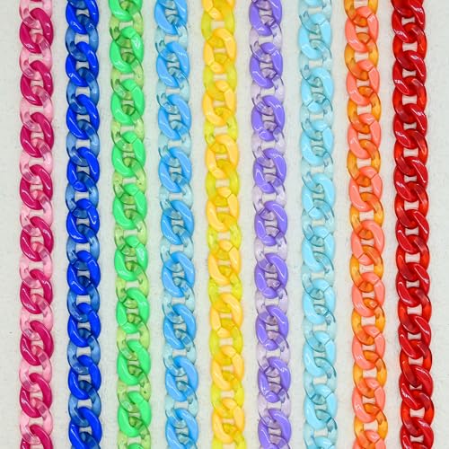 Image of SATRA TRADERS Matt Translucent Acrylic Chains for DIY Jewelry | Size : H-16mm W-23mm | Qty : 2mtr | AC09 | 7-Sky Blue