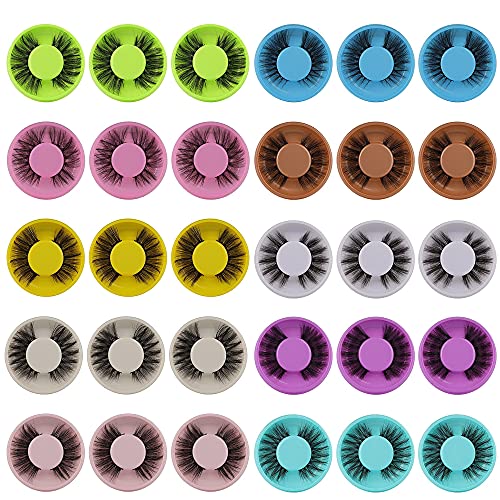 30 Pairs False Eyelashes 10 styles Natural Wispy Fake Eyelashes 16-20mm 3D Fluffy Crossed Faux Mink Lashes Pack Handmade Portable Individual Eyelashes Multipack Cat Eye&Round Shape by Boahankuke