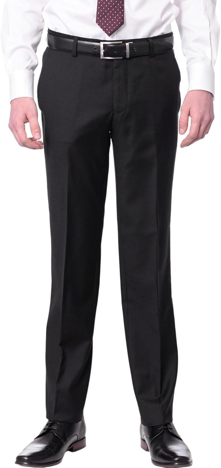 ARTHUR BLACK Men's Euro Slim Fit Solid Black Two Button 2 Piece 100% Wool Suit - Image 3