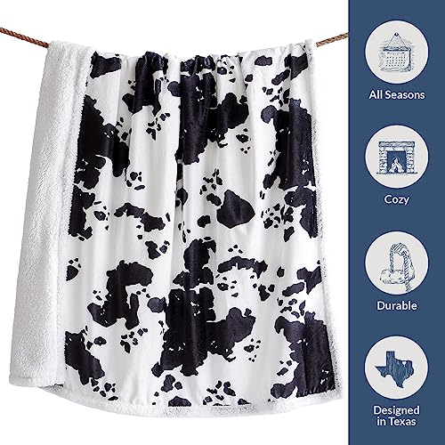 Image of Indigo Hill by HiEnd Accents Elsa Cow Print 54x68 Sherpa Throw Blanket