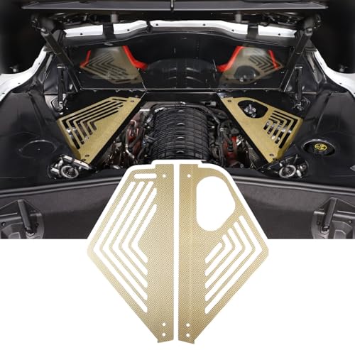 Image of TOYCIDFG Carbon Fiber Engine Bay Panel Cover, Left Right Splash Shield Oxidation Case Guard Compatible with C8 Corvette 2020-2023 Auto Interior Body Part Accessories (Carbon Fiber - Yellow)