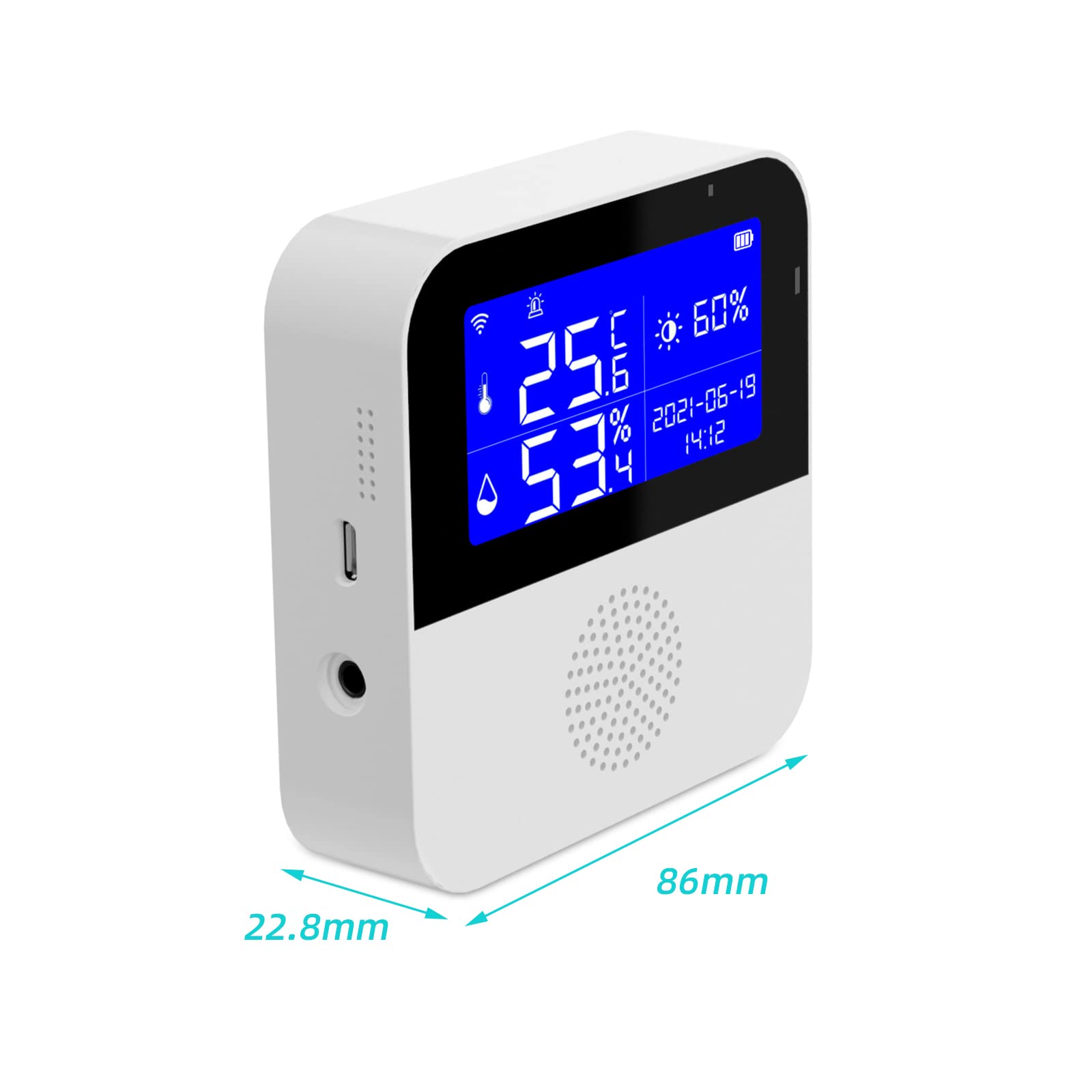 Termómetro inalámbrico higrómetro, termómetro CEIEVER WLAN higrómetro aplicación notificación y almacenamiento de datos Bluetooth Thermo higrómetro funciona con Alexa/Google