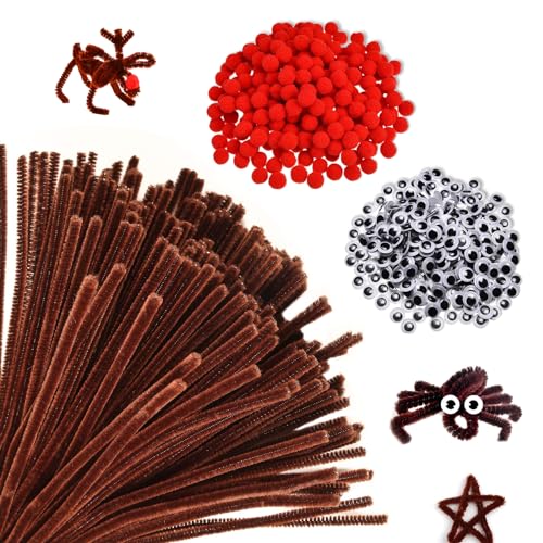 940 Pcs Brown Pipe Cleaners, Christmas Craft supplies, 200 Pcs Brown Pipe Cleaners Chenille for Christmas Craft Party DIY Art Supplies