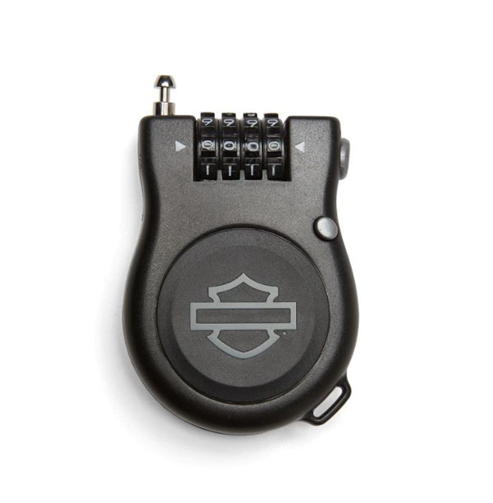 HARLEY-DAVIDSON Antivol de moto rétractable 90 cm Câble antivol à combinaison à 4 chiffres – Casque antivol
