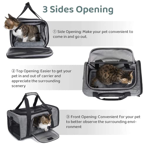 Wakytu Tsa Approved Pet Carrier For Small Cats Dogs, Dog Carrier Travel Bag With Adequate Ventilation, 5 Mesh Windows, 3 Entrance, Locking Safety Zippers, Padded Shoulder And Carrying Strap, Medium #TOP4