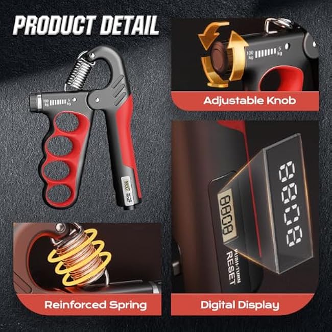 Hand Gripper Strengthener, Hand Squeezer Adjustable Resistance, Grip Strengthener Forearm Strengthener, Hand Exerciser for Muscle Building and Injury Recover, Forearm Strengthener