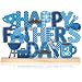 Roowest Metal Happy Father's Day Tabletop Sign Father's Day Table Decoration Centerpiece Freestanding Holiday Tiered Tray Decor with Wooden Base for Home Office Desk Shelf Mantel Fireplace Party Gift