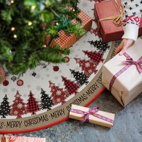 AVOIN-colorlife-Merry-Christmas-Christmas-Tree-Skirt-48-Inch-Christmas-Ornaments-Snowflake-Winter-Holiday-Tree-Mat-Decoration AVOIN colorlife Merry Christmas Christmas Tree Skirt 48 Inch Christmas Ornaments Snowflake Winter Holiday Tree Mat Decoration