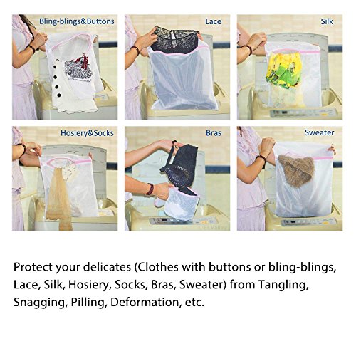 Image of Mesh Laundry Bags for Washing Machine Pack of 3 (S /M /L) Zippered Delicates Washing Bag for Clothes, Underwear, Jackets, Sweaters, Socks Reusable Protective Mesh Wash Bag