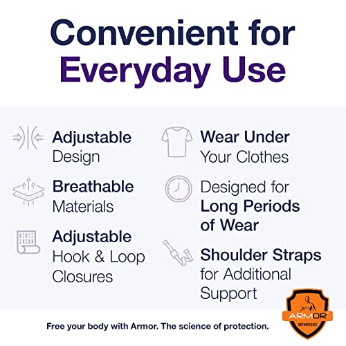 Armor Adult Unisex Chest Support Brace to Stabilize the Thorax after Open Heart Surgery, Thoracic Procedure, or Fractures of the Sternum or Rib Cage, Black Color, Size Small, for Men and Women