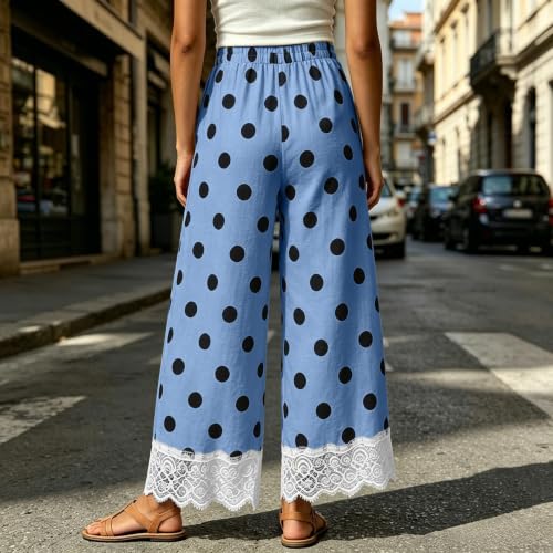Lace Trim Pants Women Cute Trendy Y2k Loose Fit Polka Dot Pants for Women — view 3