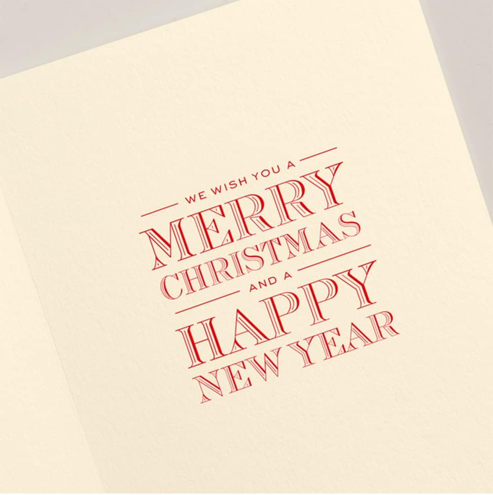 Crane & Co. Classic Santa Christmas Greeting Card, Natural White/ Red,Green, Gold, 5 1/2 x 7 3/8