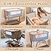Papablic 4 in 1 Baby Bassinet, Bedside Bassinet for Baby, Adjustable Bedside Sleeper with Soft Mattress & Storage Basket, Easy to Assemble
