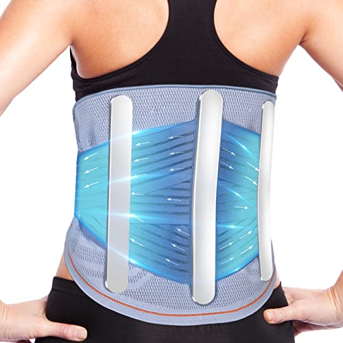 Back Brace for Men Women Lower Back Pain Relief, VTG SUPPORT Back Support Belt with 3 Stays & High Back Design, Lumbar Back Brace for Sciatica, Scoliosis, Herniated Disc, Heavy Lifting -L