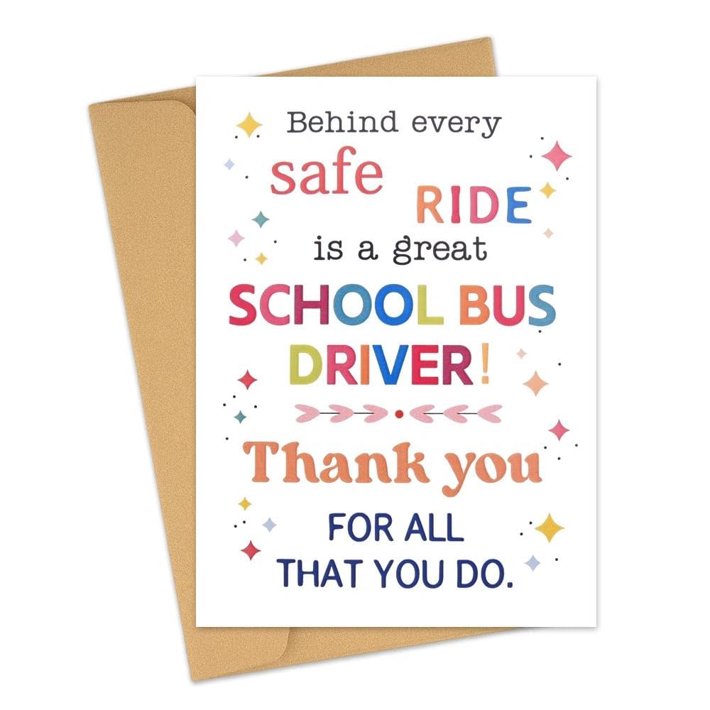 Schulbusfahrer Wertschätzungskarte Umschlag Geburtstag Weihnachten Erster Tag Ende des Jahres Ruhestand Geschenke für Schulbusfahrer Dankeskarten Geschenke SchoolBus Fahrer Grußkarte Geschenk