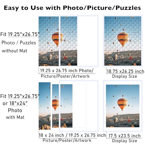 Image of JCJMY 19.25x26.75 Puzzles Frame White, Display 18x24 with Mat or 19.25 x 26.75 without, Wall Hanging 19.25 by 26.75 Picture Frame for Poster Photo Canvas Picture Puzzles, White