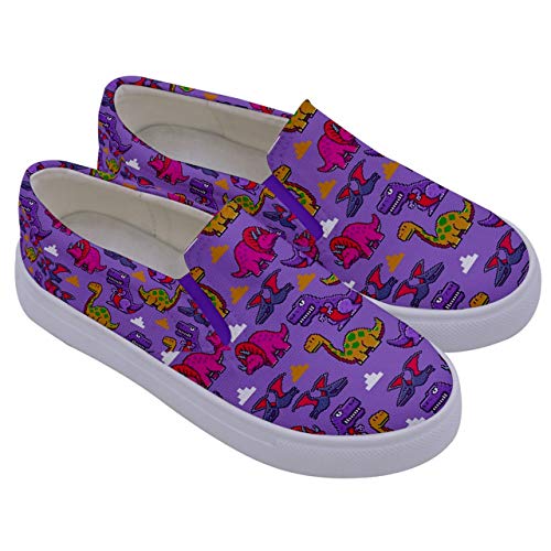 Pattycandy Unisex Adorable Dinosaurs Pattern Kids Canvas Slip On Shoes-Us13.5C #TOP2
