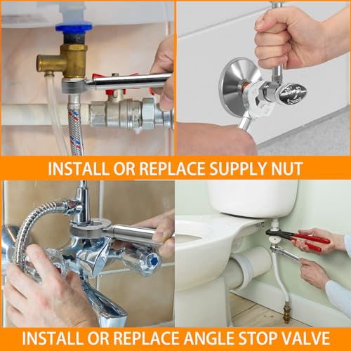 Miucoguier Plumber wrench, 2-in-1 Angle Stop Wrench for Angle Stops, Straight Stops, and Compression Couplings,Plumbing Tools for Faucet Nuts, and Spigots - Image 6