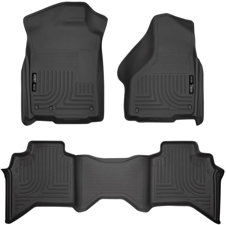 Husky Liners Weatherbeater Floor Mats | Fits 2002 - 2008 Ram 1500 Crew Cab; 2003 - 2009 Ram 2500/3500 Crew Cab | Front & 2nd Row, 3-pc Black - 98031