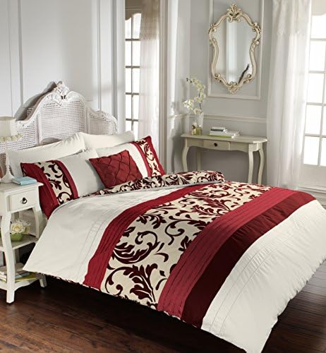 Duvet Cover Double with Pillowcases Quilt Reversible Poly Cotton, Scroll Purple