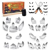 SUEFFI Pumpkin Carving Kit for Kids, 22 PSC Stainless Steel Pumpkin Carving Tools with Hammer and 2 Carving Knives, DIY Halloween Pumpkin Shape