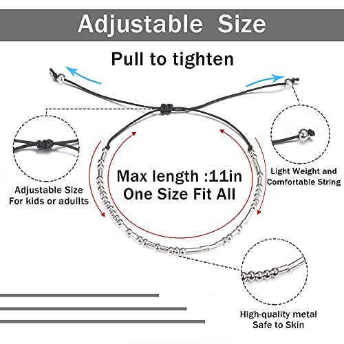 Jewenova I Love You Morse Code Bracelet For Women Men Beads On Silk Cord Friendship Bracelet Best Friend Bracelet Inspirational Gift For Her With Meaning Card #TOP1