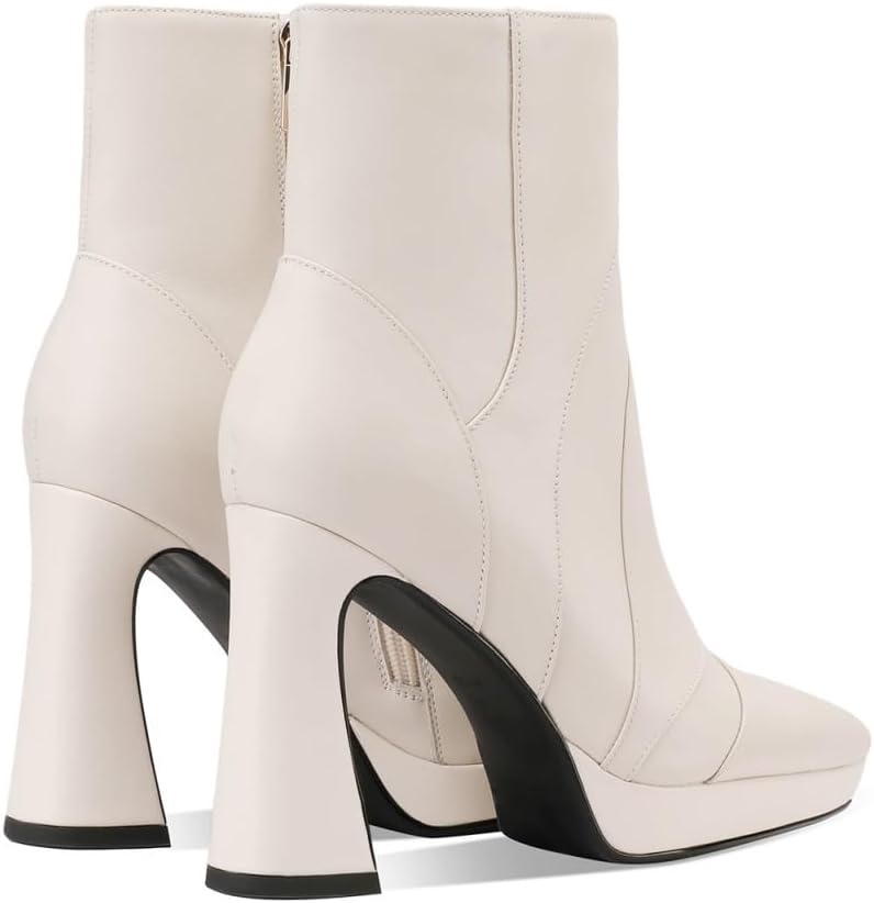 TinaCus Genuine Leather Handmade High Heels with Platform Women's Pointed Toe Zip up Ankle Boots