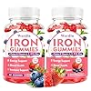 Iron Gummies for Women, Men & Kids, Vegan Iron Supplement with Vitamin C, B12, Folate for Energy Support & Immune Health, Sugar Free, 60 Gummies (Pack of 2)