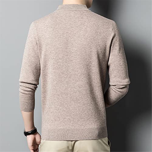 Pull épais pour homme en maille unie camel zippée chaude taille M - 2