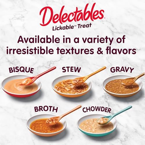 Delectables Lickable Treat Bisque Wet Cat Treat with Real Tuna, Food Topper, Hydrating, Grain-Free, No Fillers, By-Products, Added Preservatives, 1.4oz Pouch, 12ct - 5