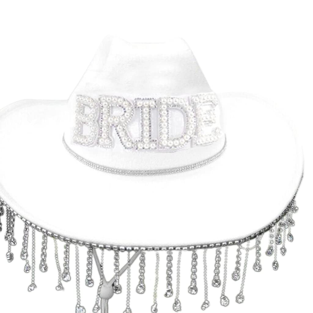 xbiez Bride Cowboy Hat Bachelorette Party Hat Bridal Party hat Tassel Cowboy Hat Mrs Hat Bride Hat Tassel Cowgirl Hat