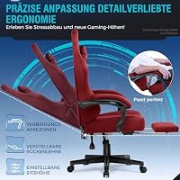 GTPLAYER Gaming Stuhl, Atmungsaktiver Bürostuhl, bürostuhl ergonomisch, Hochwertiger - Stoff, Ergonomischer PC Stuhl, 160° Verstellbare Rückenlehne und ausziehbare Fußstütze, Tragkraft 180 kg, Rot – Ansicht 9