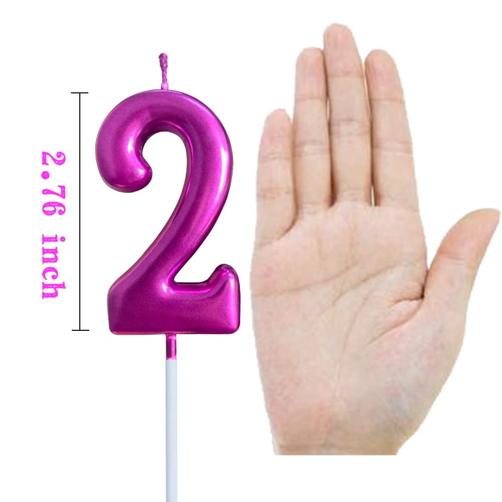 XNOVA Świeca urodzinowa na 2 lata, fioletowe, Happy Birthday, cyfry 2, na tort, dekoracja na imprezę, dla dzieci, dorosłych, cyfra 20, 23, 12, 26, 29, 21, 27, 62, 25